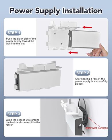 For Starlink Gen 3 Router Mount, 3 in 1 for Starlink Standard Mesh Router and Power Supply Wall Mount Mounting Kit with Cable Caddy, Compatible with Starlink V3&Gen3 Standard Router Accessories in Saudi Arabia