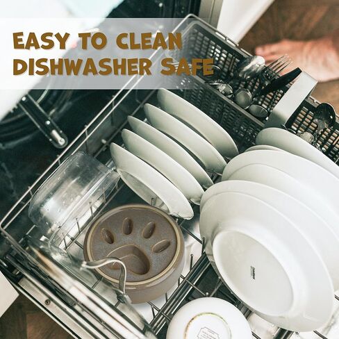 Dog Slow Feeder Ceramic Bowls Set with Stand, Cute Paw Slow Feeding Food Bowl and Water Bowl for Small Breed, Ceramics Cat Dishes,Non Slip, Brithday Gifts, Grey in Kuwait