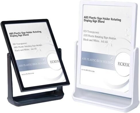ABS Plastic Sign Holder, Menu Displays T Shape Sign Stand, Rotating Display Stand for Ads, Menu, Photos, Business Card (White A5 148×210mm/ 5.83×8.27 inches) in Saudi Arabia