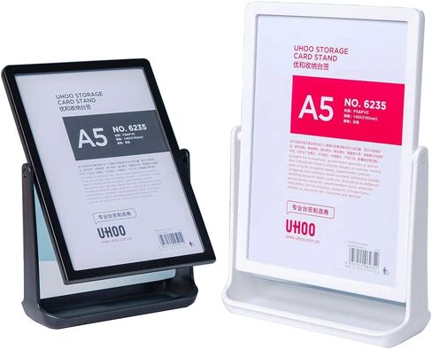 ABS Plastic Sign Holder, Menu Displays T Shape Sign Stand, Rotating Display Stand for Ads, Menu, Photos, Business Card (White A5 148×210mm/ 5.83×8.27 inches) in Saudi Arabia