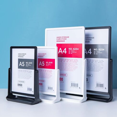 ABS Plastic Sign Holder, Menu Displays T Shape Sign Stand, Rotating Display Stand for Ads, Menu, Photos, Business Card (White A5 148×210mm/ 5.83×8.27 inches) in Saudi Arabia