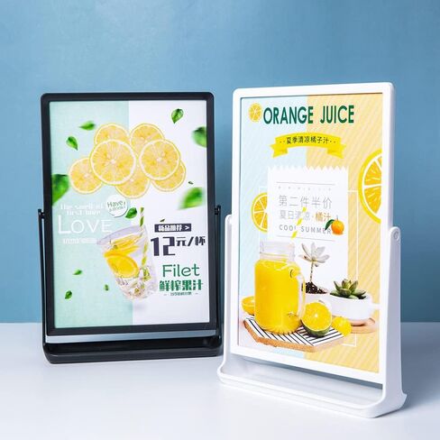 ABS Plastic Sign Holder, Menu Displays T Shape Sign Stand, Rotating Display Stand for Ads, Menu, Photos, Business Card (White A5 148×210mm/ 5.83×8.27 inches) in Saudi Arabia