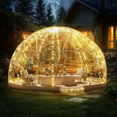 VEVOR Garden Dome Igloo Tent House، خيمة قبة، ترقية Igloo Garden مع غطاء ونافذة شفافة من PVC، مأوى للتخييم على شكل قبة جيوديسية خارجية مقاومة للماء للفناء والفناء الخلفي لتناول الطعام والحفلات in Saudi Arabia