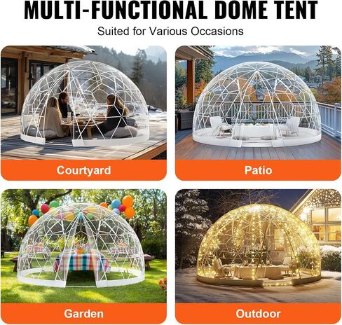 VEVOR Garden Dome Igloo Tent House, Dome Tent, Upgraded Garden Igloo with PVC Transparent Cover and Window, Waterproof Outdoor Geodesic Dome Camping Shelter for Patio, Dining Backyard, Party in Saudi Arabia