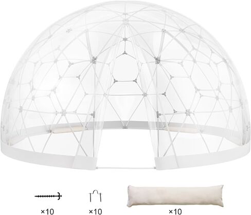 VEVOR Garden Dome Igloo Tent House، خيمة قبة، ترقية Igloo Garden مع غطاء ونافذة شفافة من PVC، مأوى للتخييم على شكل قبة جيوديسية خارجية مقاومة للماء للفناء والفناء الخلفي لتناول الطعام والحفلات in Saudi Arabia