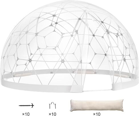 VEVOR Garden Dome Igloo Tent House، خيمة قبة، ترقية Igloo Garden مع غطاء ونافذة شفافة من PVC، مأوى للتخييم على شكل قبة جيوديسية خارجية مقاومة للماء للفناء والفناء الخلفي لتناول الطعام والحفلات in Saudi Arabia