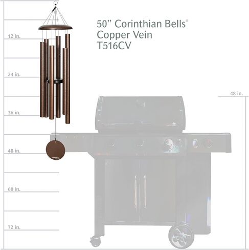 Corinthian Bells by Wind River - 50 inch Silver Vein Wind Chime for Patio, Backyard, Garden, and Outdoor Decor (Aluminum Chime) Made in The USA in Saudi Arabia