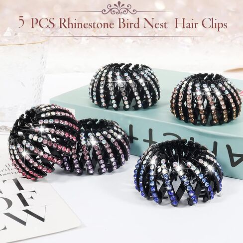 5 Pcs Bird Nest Hair Clips Holder Ponytail Holder Bun Barz Bun Clip Accessories for Women and Girls (Color-5) in Saudi Arabia
