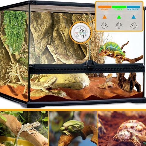 Reptile Tank Thermometer, Mini Digital Hygrometer Thermometer Gauge, Indoor Outdoor Temperature Humidity Meter for Greenhouse Humidors Incubators Reptile Terrarium Jars, Fahrenheit (℉) or Celsius(℃) in Kuwait