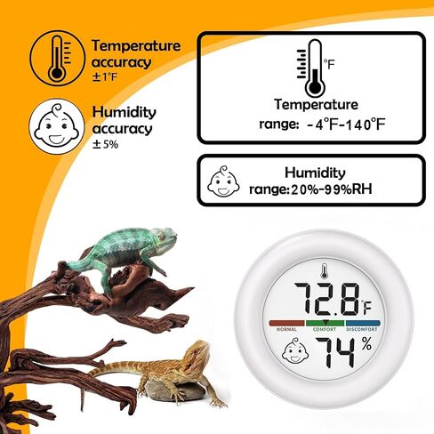 Reptile Tank Thermometer, Mini Digital Hygrometer Thermometer Gauge, Indoor Outdoor Temperature Humidity Meter for Greenhouse Humidors Incubators Reptile Terrarium Jars, Fahrenheit (℉) or Celsius(℃) in Kuwait