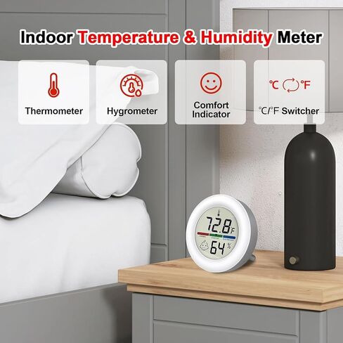 Reptile Tank Thermometer, Mini Digital Hygrometer Thermometer Gauge, Indoor Outdoor Temperature Humidity Meter for Greenhouse Humidors Incubators Reptile Terrarium Jars, Fahrenheit (℉) or Celsius(℃) in Kuwait