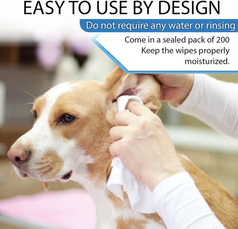 Dog Wipes for Dogs Cats, 200 Count All Purpose Cleaning Pet Wipes, Dog Ear Wipes, Quick Easy Grooming for Bums, Body, Paws, Eyes, for A Easy & Speedy Freshen-Up, 2 Travel Pack of 200 Wipes in Saudi Arabia