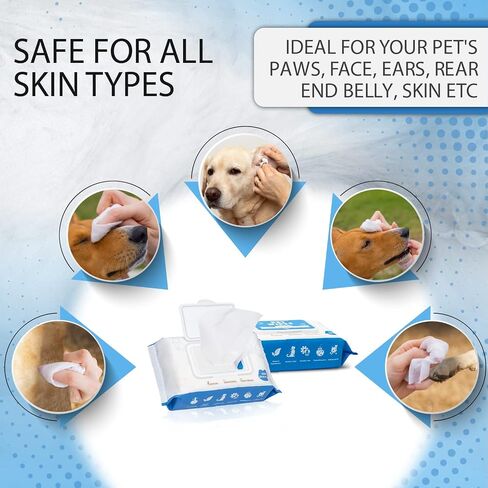 Dog Wipes for Dogs Cats, 200 Count All Purpose Cleaning Pet Wipes, Dog Ear Wipes, Quick Easy Grooming for Bums, Body, Paws, Eyes, for A Easy & Speedy Freshen-Up, 2 Travel Pack of 200 Wipes in Saudi Arabia