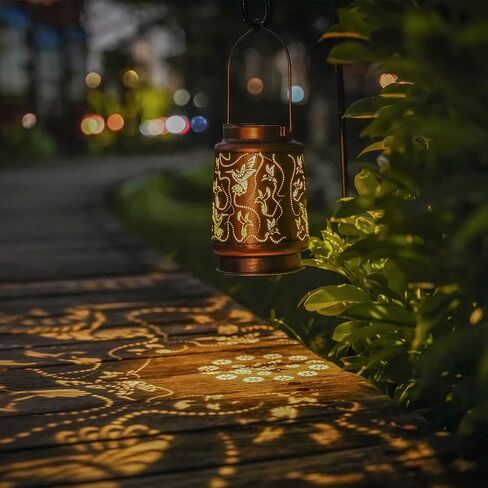 2 Pack Solar Lanterns Outdoor Hanging Hummingbird Decor Lantern,Waterproof Hollow Out Metal Decorative Garden Light,Graceful Decoration for Patio,Yard,Landscape,Festival in Kuwait