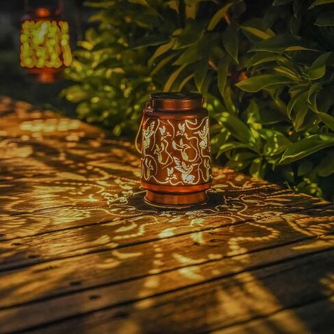 2 Pack Solar Lanterns Outdoor Hanging Hummingbird Decor Lantern,Waterproof Hollow Out Metal Decorative Garden Light,Graceful Decoration for Patio,Yard,Landscape,Festival in Kuwait