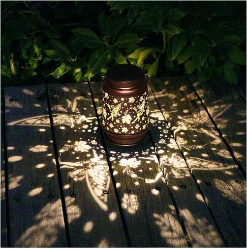 2 Pack Solar Lanterns Outdoor Hanging Hummingbird Decor Lantern,Waterproof Hollow Out Metal Decorative Garden Light,Graceful Decoration for Patio,Yard,Landscape,Festival in Kuwait