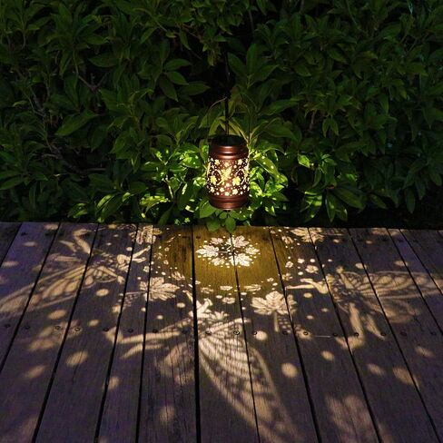 2 Pack Solar Lanterns Outdoor Hanging Hummingbird Decor Lantern,Waterproof Hollow Out Metal Decorative Garden Light,Graceful Decoration for Patio,Yard,Landscape,Festival in Kuwait