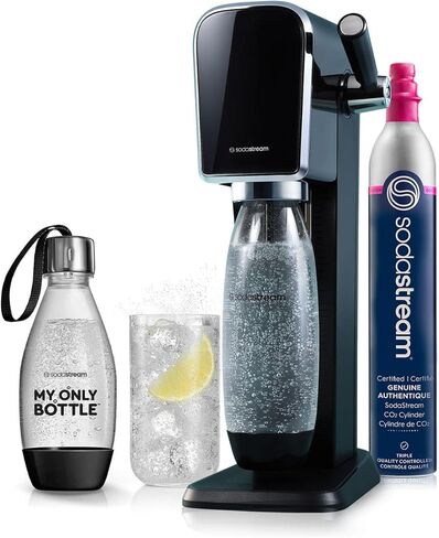 SodaStream Art Sparkling Water Maker Bundle in Black - includes CO2, Carbonating Bottle, and bubly 6-Flavor Variety Pack in Kuwait