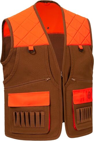 BASSDASH Multi Pockets Upland Field Bird Hunting Vest Blaze Orange Brown Water Resistant Rip Stop for Men Women in Saudi Arabia