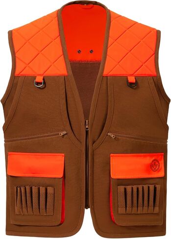 BASSDASH Multi Pockets Upland Field Bird Hunting Vest Blaze Orange Brown Water Resistant Rip Stop for Men Women in Saudi Arabia