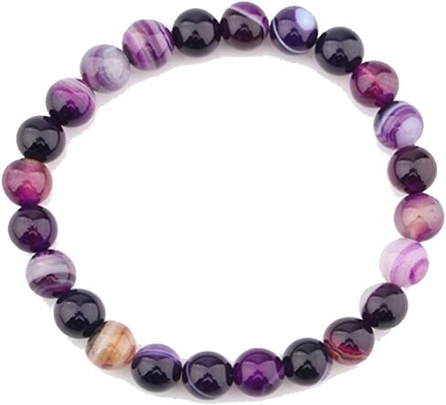 Handmade Womens Mens 6mm Gemstone Bracelet | Stress and Anxiety Power Bead Healing Crystal Gemstone Bracelet (White Turquoise) in Kuwait