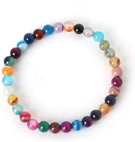 Handmade Womens Mens 6mm Gemstone Bracelet | Stress and Anxiety Power Bead Healing Crystal Gemstone Bracelet (White Turquoise) in Kuwait