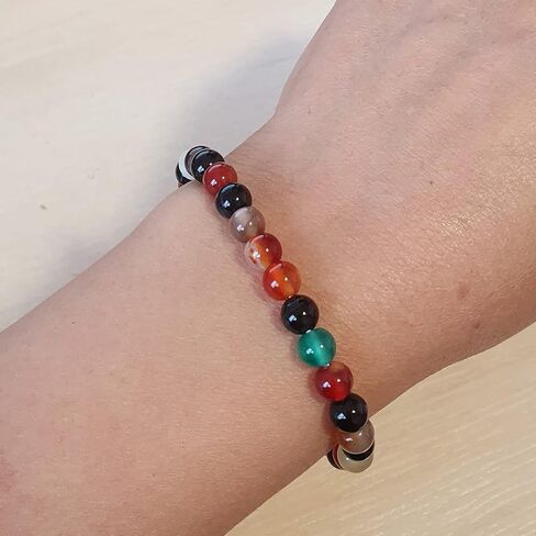 Handmade Womens Mens 6mm Gemstone Bracelet | Stress and Anxiety Power Bead Healing Crystal Gemstone Bracelet (White Turquoise) in Kuwait