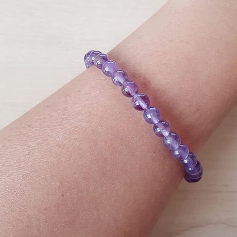 Handmade Womens Mens 6mm Gemstone Bracelet | Stress and Anxiety Power Bead Healing Crystal Gemstone Bracelet (White Turquoise) in Kuwait