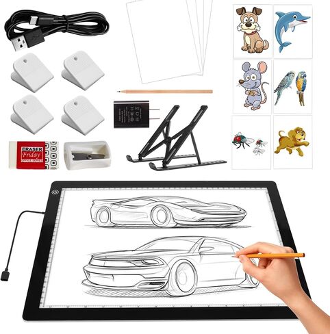 KOBAIBAN A3 LED صندوق إضاءة فائق السطوع مع حامل قابل للطي، لوحة إضاءة رفيعة للغاية للرسم الماسي، طاولة إضاءة طاقة USB-C للتتبع، لوحة إضاءة للرسم والرسم وإزالة الأعشاب الضارة من الفينيل (أبيض) in Saudi Arabia
