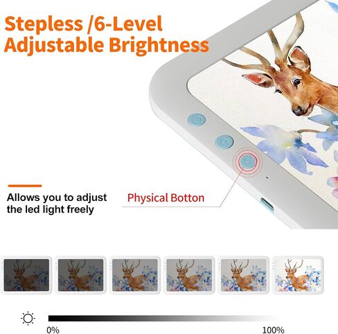 KOBAIBAN A3 LED صندوق إضاءة فائق السطوع مع حامل قابل للطي، لوحة إضاءة رفيعة للغاية للرسم الماسي، طاولة إضاءة طاقة USB-C للتتبع، لوحة إضاءة للرسم والرسم وإزالة الأعشاب الضارة من الفينيل (أبيض) in Kuwait