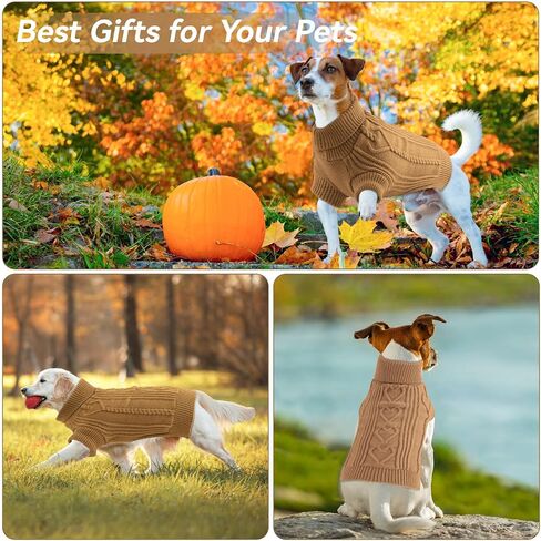 OTOB Small Dog Sweater, Cute Cat Sweater Turtleneck Warm, XSmall Dog Sweater Cat Apparel, Fall Winter Solid Color Doggie Knitwear for Small Dogs Kitten Puppy Boys Girls, Camel in Saudi Arabia