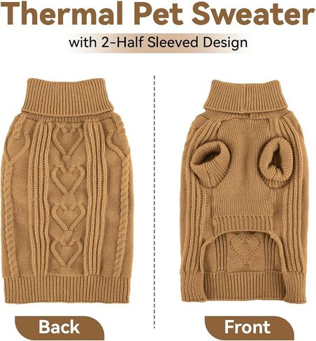 OTOB Small Dog Sweater, Cute Cat Sweater Turtleneck Warm, XSmall Dog Sweater Cat Apparel, Fall Winter Solid Color Doggie Knitwear for Small Dogs Kitten Puppy Boys Girls, Camel in Saudi Arabia