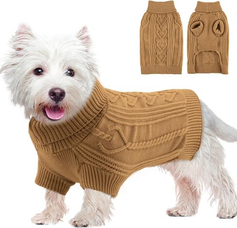 OTOB Small Dog Sweater, Cute Cat Sweater Turtleneck Warm, XSmall Dog Sweater Cat Apparel, Fall Winter Solid Color Doggie Knitwear for Small Dogs Kitten Puppy Boys Girls, Camel in Saudi Arabia