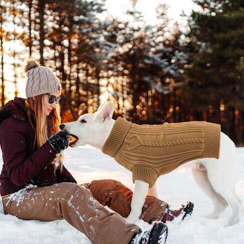 OTOB Small Dog Sweater, Cute Cat Sweater Turtleneck Warm, XSmall Dog Sweater Cat Apparel, Fall Winter Solid Color Doggie Knitwear for Small Dogs Kitten Puppy Boys Girls, Camel in Saudi Arabia