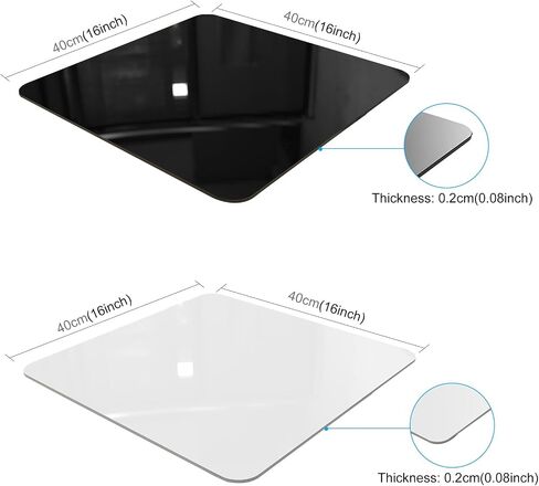PULUZ 12 x 12 Inch Acrylic Poster Boards for Photography, Square White & Black Reflective Display Table Riser Backdrops for Professional Product Photography and Table Top Photography Shooting in Kuwait