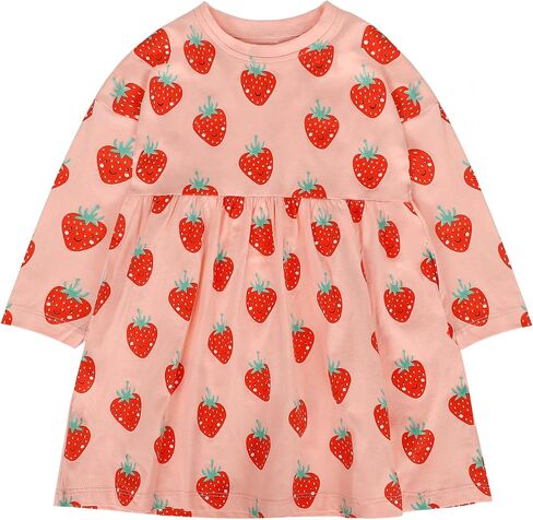 Girls Long Sleeve Dresses Toddler Fall Clothes Cotton Casual School Outfits for Kids 2-8 Years in Saudi Arabia