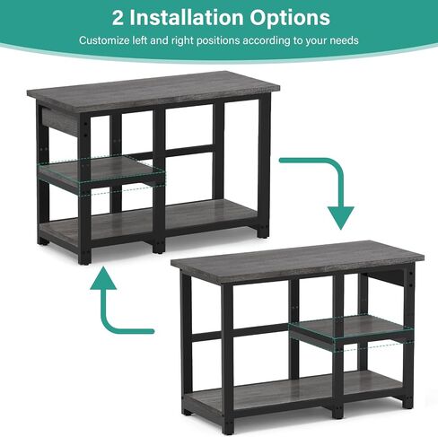 AQQA 40-50 Gallon Fish Tank Stand with 5 in 1 Power Outlets, 36x18 Inch Heavy Duty Metal Frame Aquarium Stand, Adjustable Storage Shelves, 720LBS Capacity Terrarium Stand, 3 Tiers Reptile Tank Stand in Kuwait