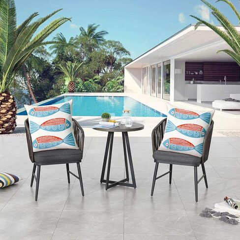 1 قطعة غطاء وسادة مطرز من القطن غطاء وسادة مربع مزخرف للمنزل أريكة سرير وكرسي 18 × 18 بوصة (سمكة حمراء) in Kuwait