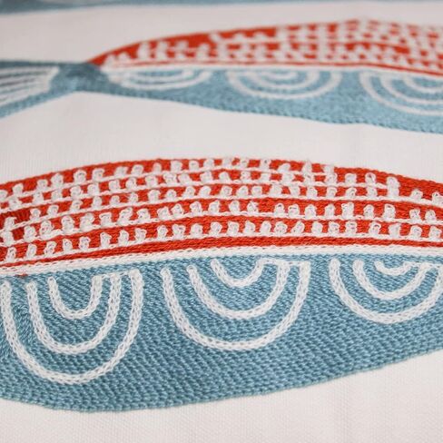 1 قطعة غطاء وسادة مطرز من القطن غطاء وسادة مربع مزخرف للمنزل أريكة سرير وكرسي 18 × 18 بوصة (سمكة حمراء) in Kuwait