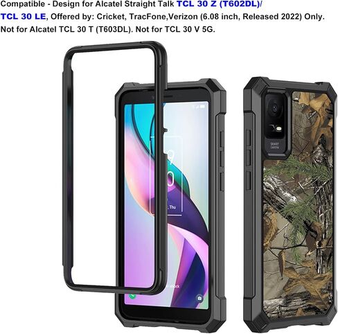 Ailiber Phone Case for TCL 30Z T602DL, TCL 30 LE Case with Screen Protector, Dual Layer Protection, Shockproof Corner TPU Bumper, Heavy Duty Silicone Phone Cover for Straight Talk TCL 30 Z-Camo in Saudi Arabia