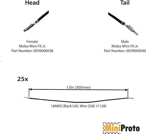 Genuine Molex Mini-Fit Jr. Pre-Crimped Wire Leads – Versatile Wire Harness Connectors for Electronics, DIY, Prototyping, Robotics, Drones, and Automotive by MiniProto (Female-Female, 6in, 10) in Saudi Arabia