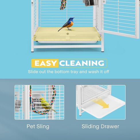VIVOHOME قفص حامل للسفر من الحديد المطاوع للطيور مقاس 19 بوصة للببغاوات الكونيور وطيور الحب والكوكاتيل والببغاوات باللون الأسود in Kuwait