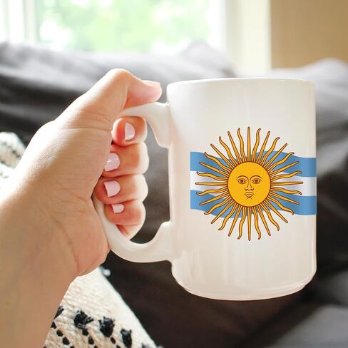 Argentina Flag Coffee Mug - Argentinian Gifts for Men & Women - Large 15oz White Ceramic in Kuwait