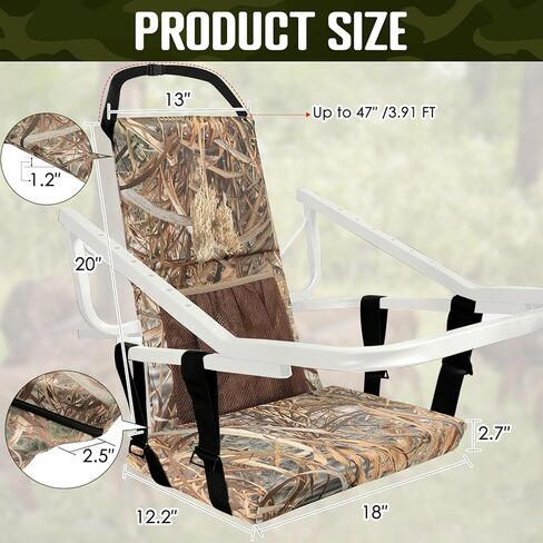 PUNCHMAN Tree Stand Seat Cushion- Adjustable Tree Stand Seat Replacement for Hunting, Waterproof Hunting Tree Stand Seat Cushion for Men, Comfortable Foldable Hunting Cushion in Saudi Arabia