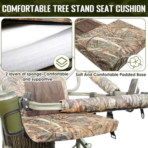 PUNCHMAN Tree Stand Seat Cushion- Adjustable Tree Stand Seat Replacement for Hunting, Waterproof Hunting Tree Stand Seat Cushion for Men, Comfortable Foldable Hunting Cushion in Saudi Arabia