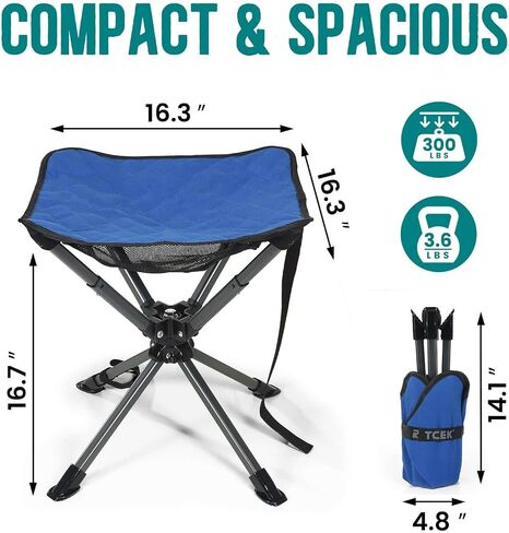 Swivel Portable Camping Stool, Collapsible Folding Outdoor Stools for Adults, Foldable Lightweight Compact 360 Stool Chair for Hiking Fishing Travel, Support 300 LBS in Saudi Arabia