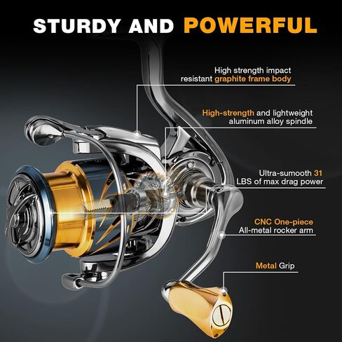 Ghosthorn Spinning Reel Freshwater Fishing Reels Spinning Saltwater Spinning Reel 12+1 Stainless Steel Ball Bearings 5.5:1 Gear Ratio Fishing Reel Up to 30.9LBs Max Drag in Saudi Arabia
