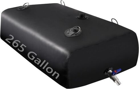Water Tank, Water Storage Bladder, 65 Gallon Portable Large Water Storage, Water Storage Containers with 3/4" PVC Spigot Overflow Kit for Camping, Garden, Emergency Water Storage Black in Saudi Arabia