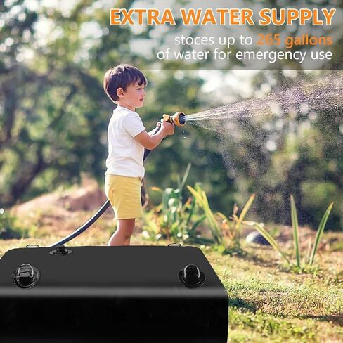 Water Tank, Water Storage Bladder, 65 Gallon Portable Large Water Storage, Water Storage Containers with 3/4" PVC Spigot Overflow Kit for Camping, Garden, Emergency Water Storage Black in Saudi Arabia