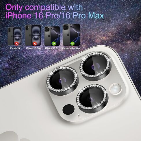 Camera Lens Protector for iPhone 16 Pro/iPhone 16 Pro Max, Individual Tempered Glass Camera Ring Lens Protector with Installation Tray Fit for iPhone 16 Pro/16 Pro Max Diamond Pink in Saudi Arabia